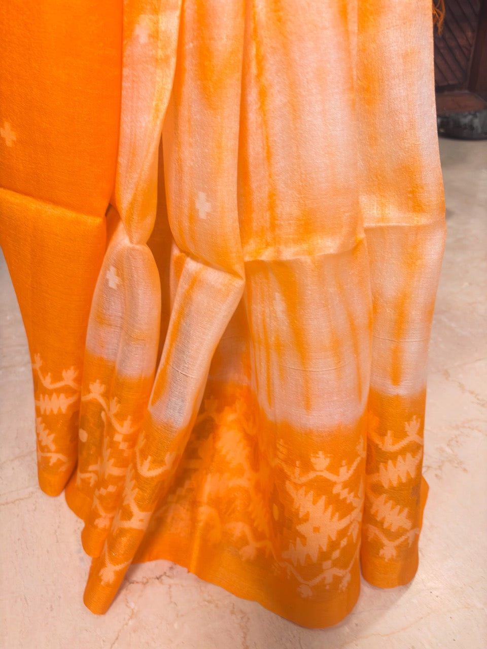 kaner Pure Tussar silk shibori Jamdani saree