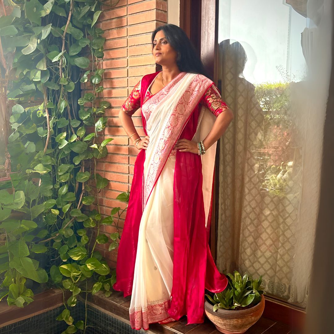 Lalpaad Pure Chiffon Handloom Banarasi Saree