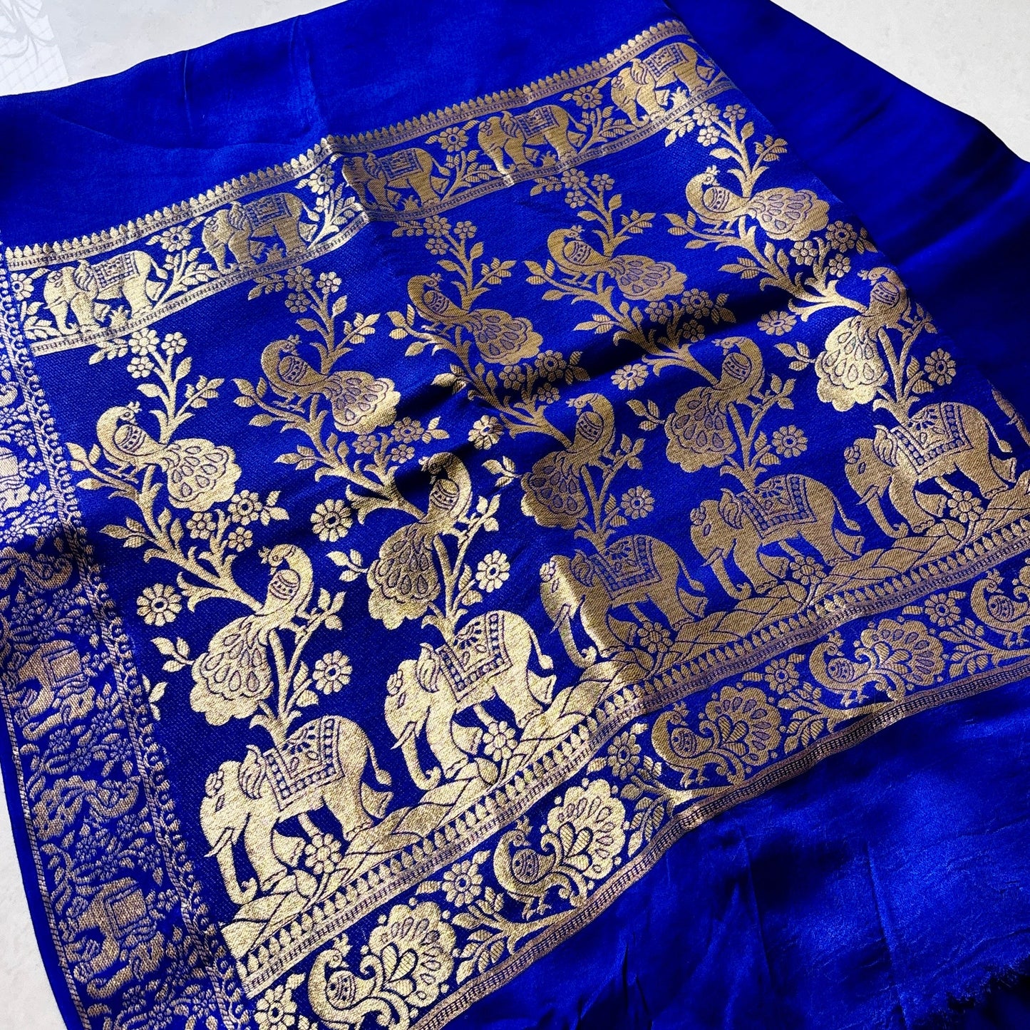 Royal blue Pure Modal silk Banarasi Saree - Rupacj Designs - Luxury Sustainable Indian womenswear | Artisan made | Slow Fashion- Occasion wear| Handcrafted In India