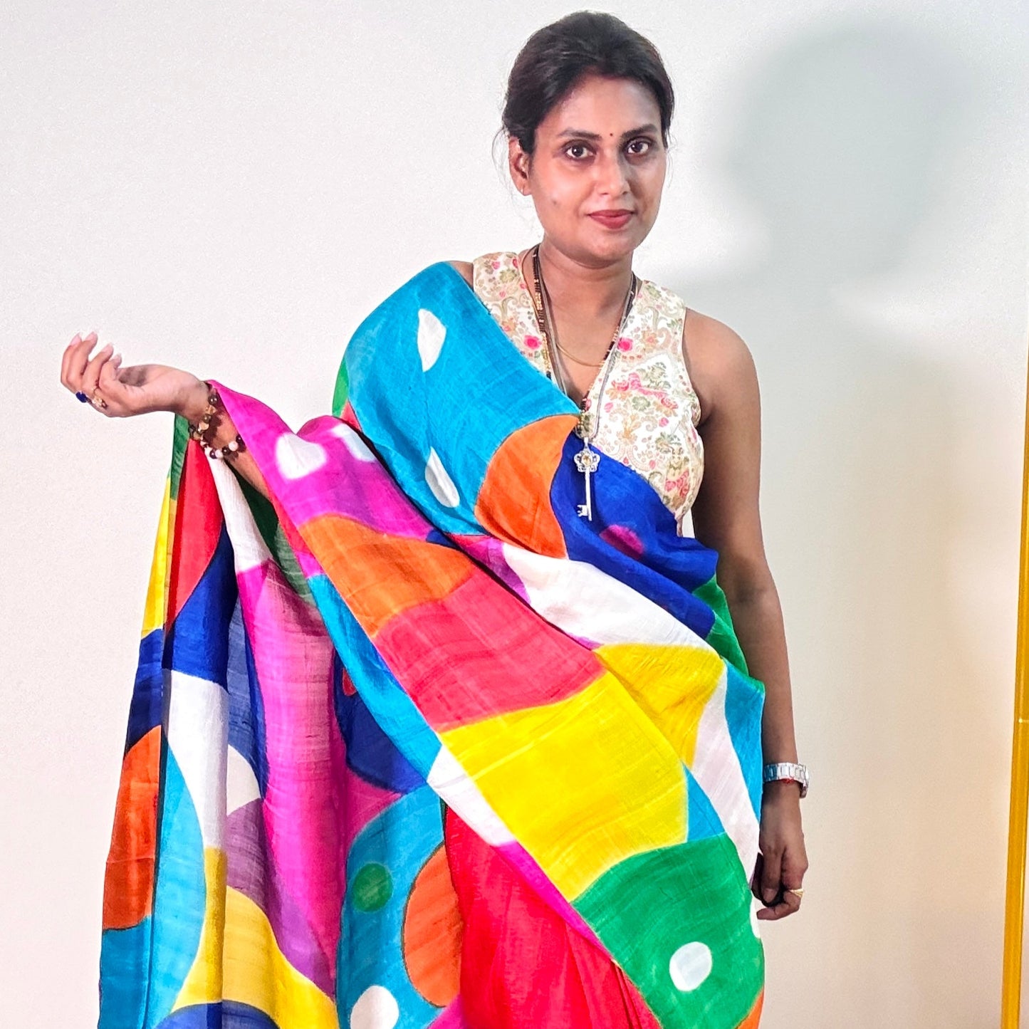 Handpainted Pure Murshidabadi Silk with Silk Mark