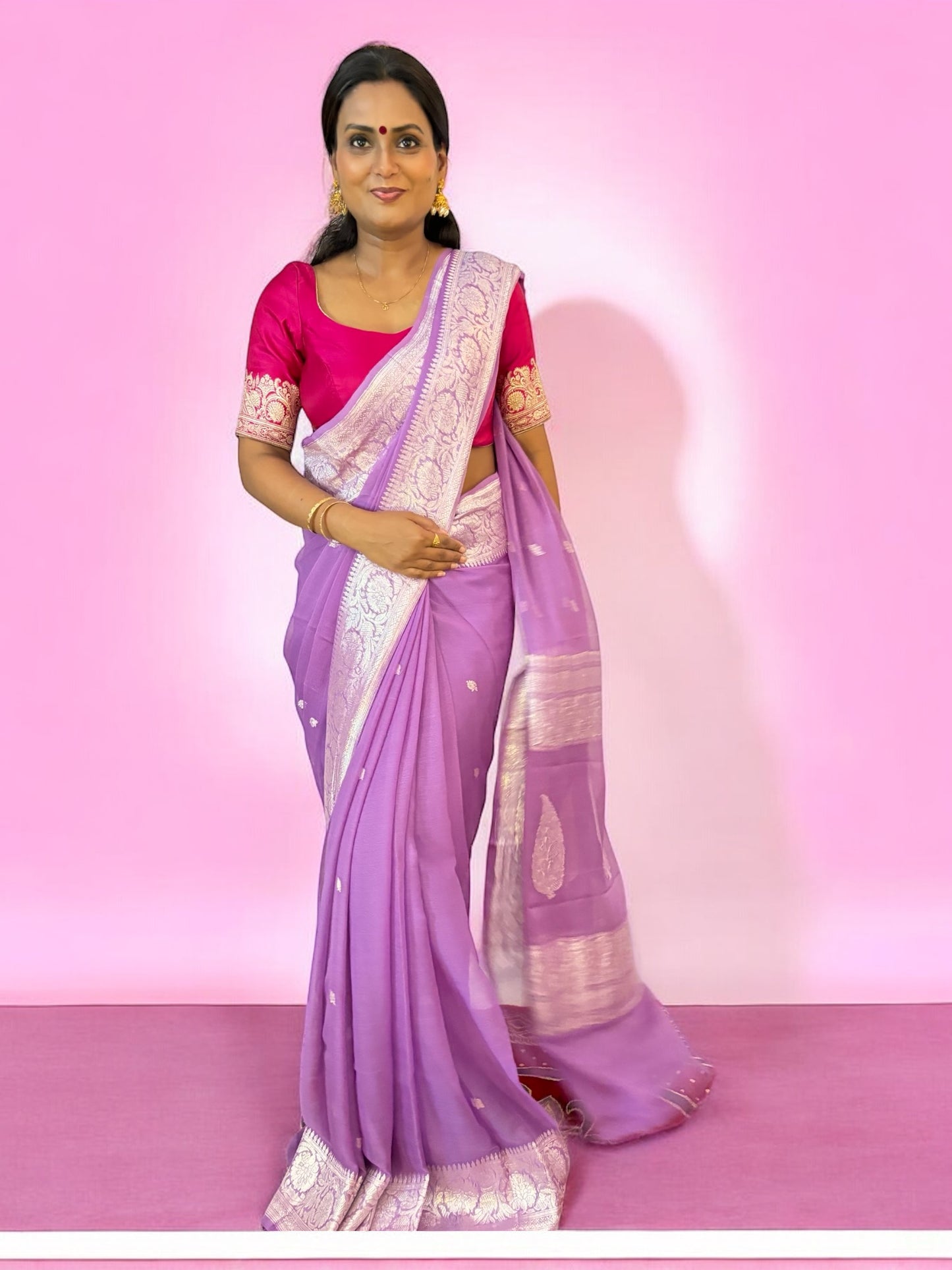 Periwinkle Chiffon Banarasi Saree