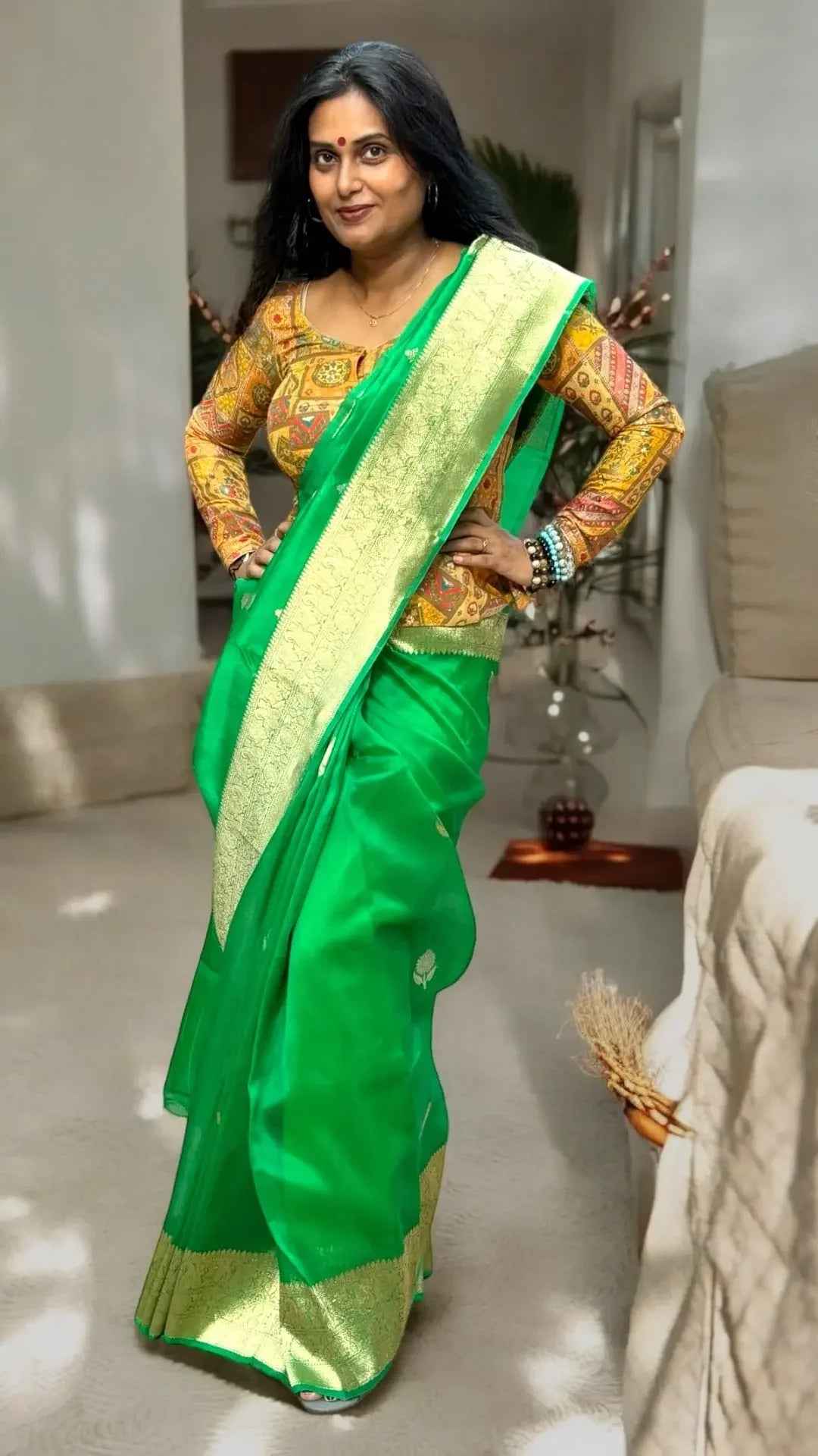 Pure Kora Organza silk Handloom Banarasi saree