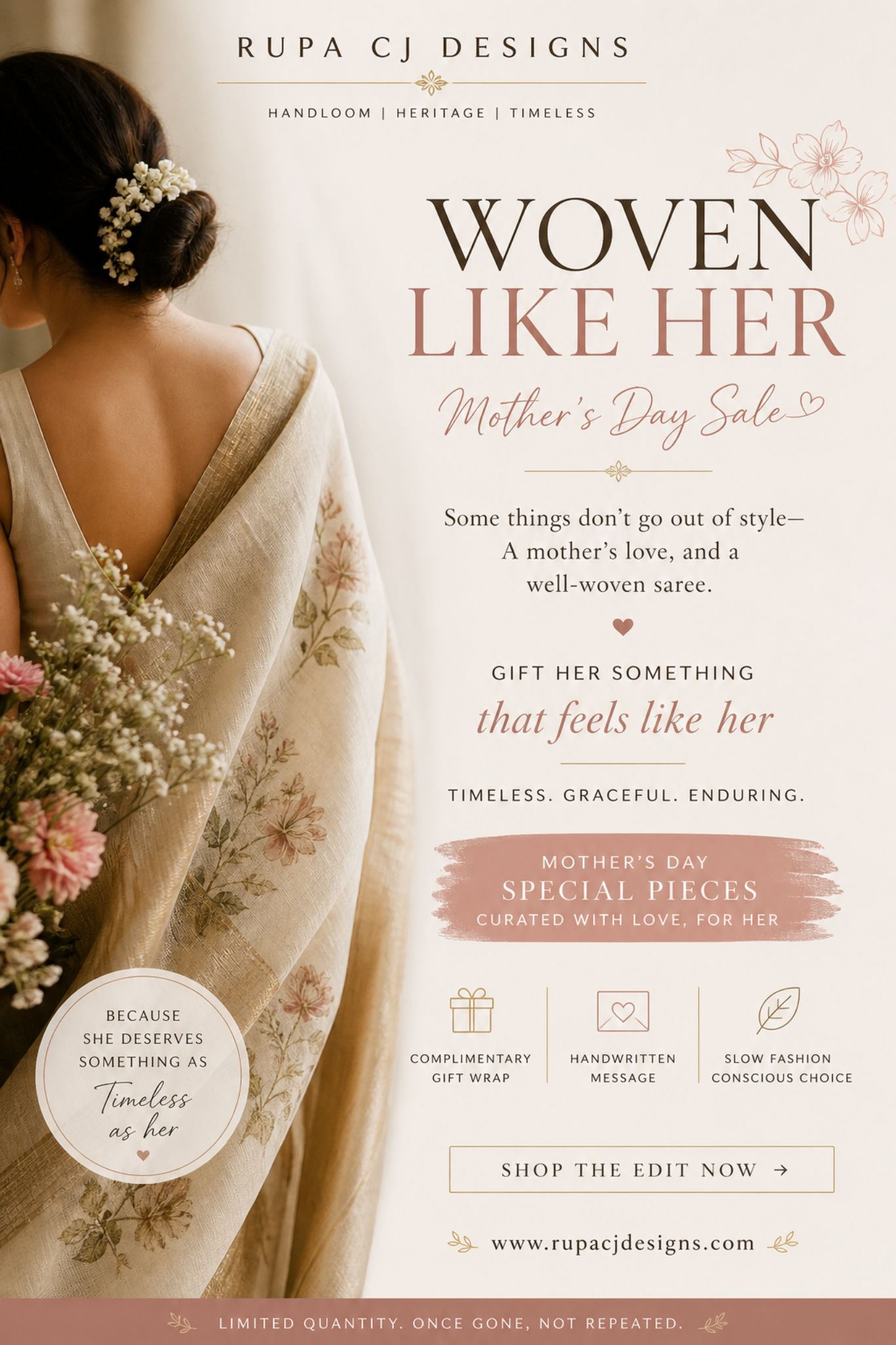 Mother’s Day Edition - Rupacj Designs - Luxury Sustainable Indian womenswear | Artisan made | Slow Fashion- Occasion wear| Handcrafted In India