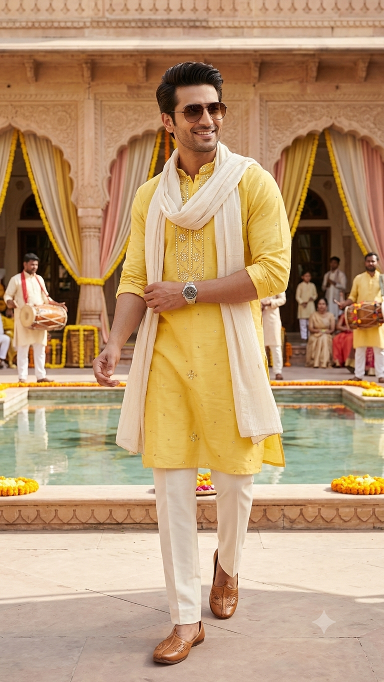 Haldi Nawabi kurta set