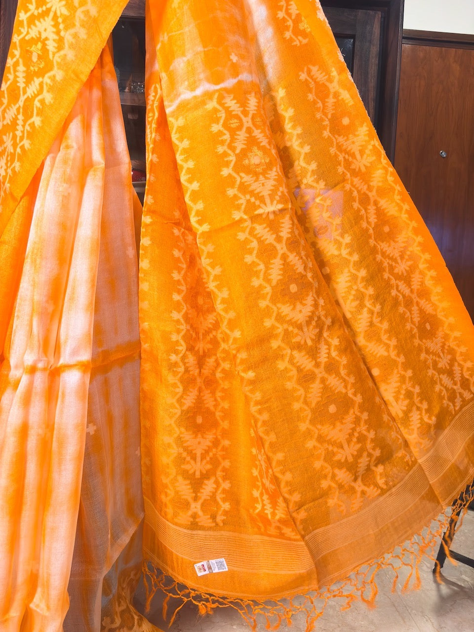 kaner Pure Tussar silk shibori Jamdani saree