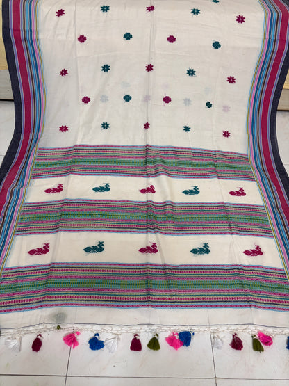 Morni White Handwoven Bhujodi saree - Rupacj Designs - Luxury Sustainable Indian womenswear | Artisan made | Slow Fashion- Occasion wear| Handcrafted In India