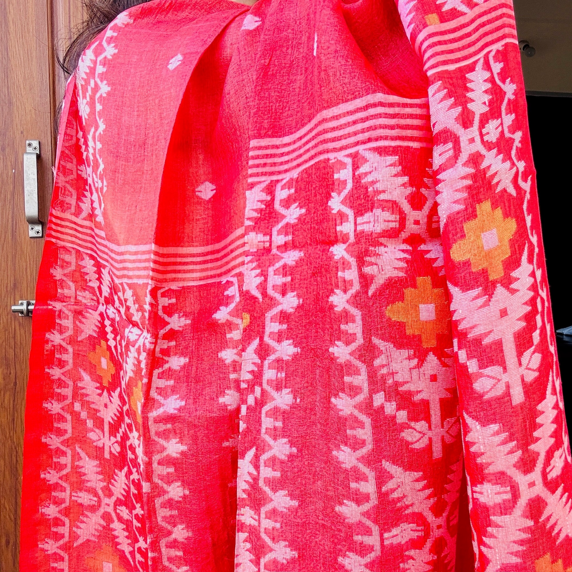 Artisan Handwoven pure Tussar Silk Jamdani Saree - Rupacj Designs - Luxury Sustainable Indian womenswear | Artisan made | Slow Fashion- Occasion wear| Handcrafted In India