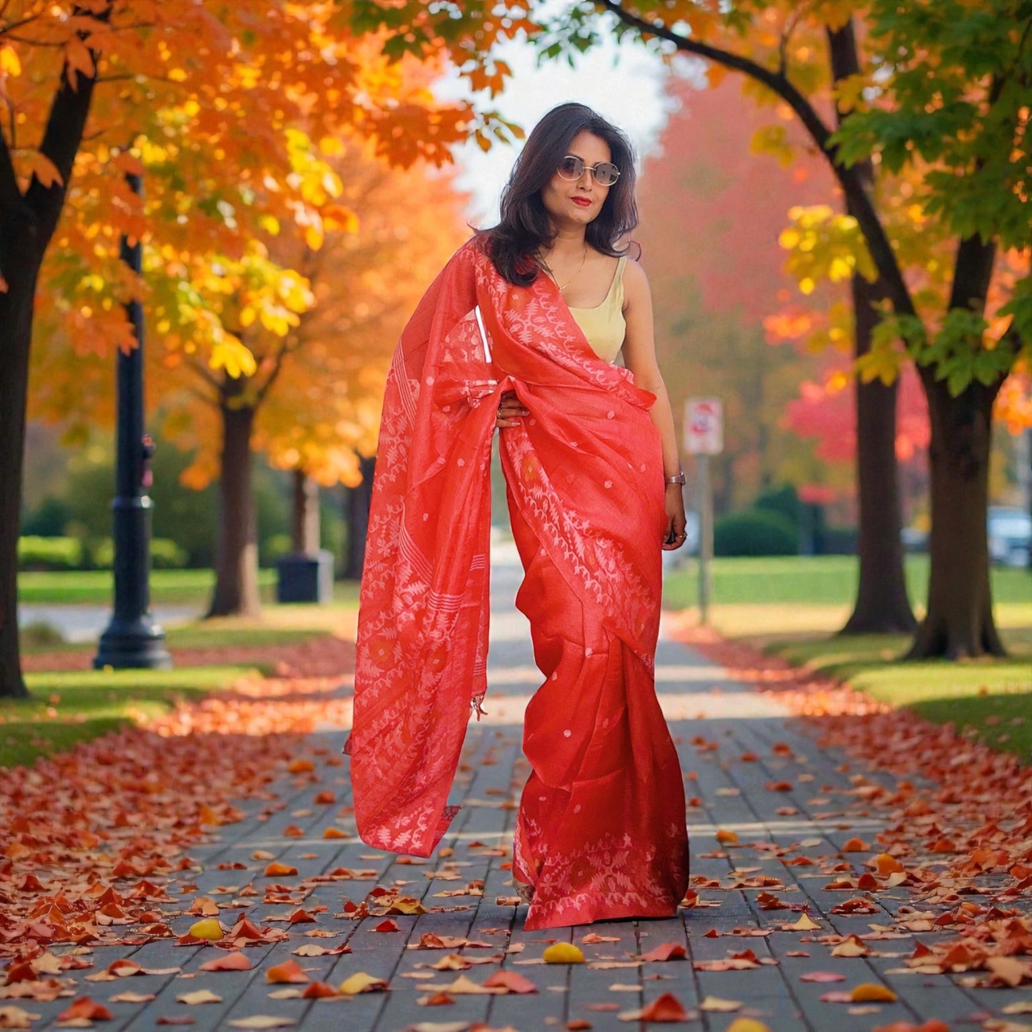 Handloom pure Tussar Silk Jamdani Saree