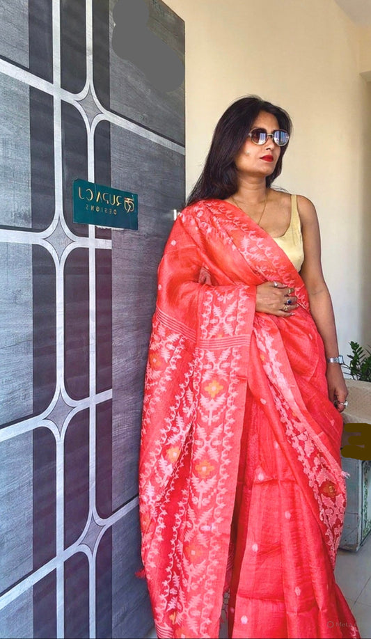 Timeless Splendour (Handwoven Pure Tussar silk Jamdani saree)