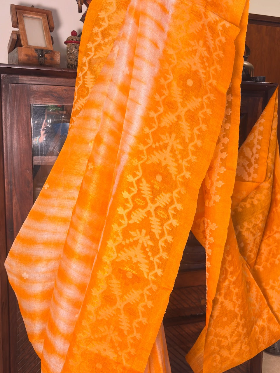 kaner Pure Tussar silk shibori Jamdani saree