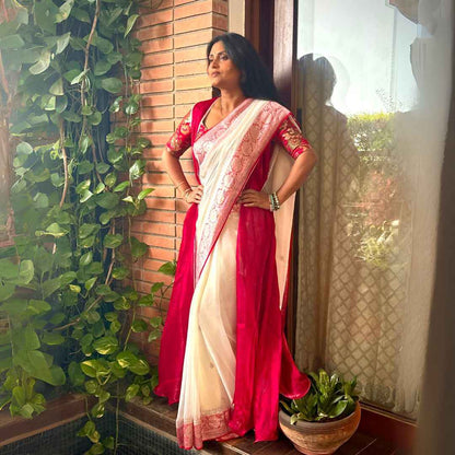 Lalpaad Pure Chiffon Handloom Banarasi Saree