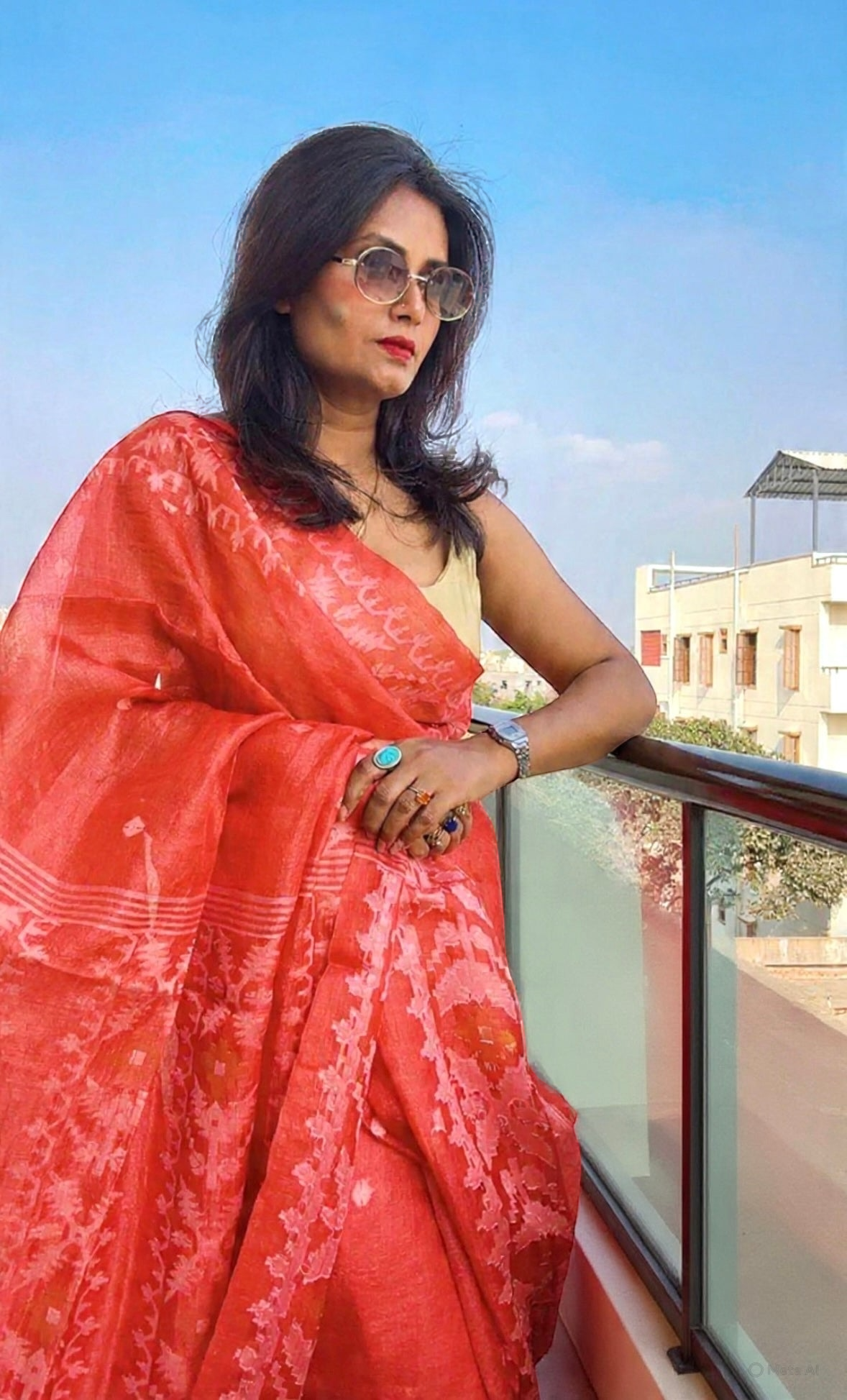 Artisan Handwoven pure Tussar Silk Jamdani Saree - Rupacj Designs - Luxury Sustainable Indian womenswear | Artisan made | Slow Fashion- Occasion wear| Handcrafted In India