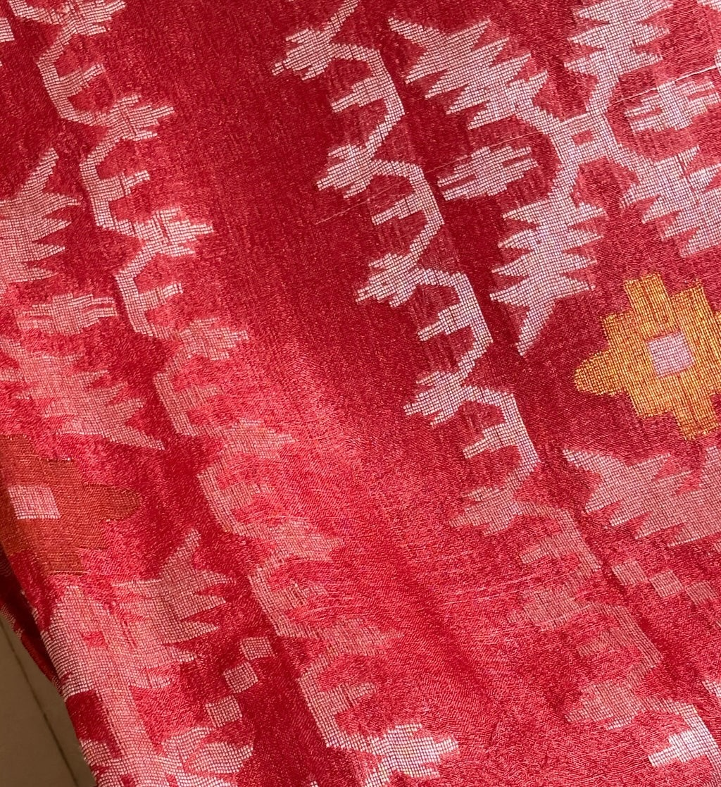 Artisan Handwoven pure Tussar Silk Jamdani Saree - Rupacj Designs - Luxury Sustainable Indian womenswear | Artisan made | Slow Fashion- Occasion wear| Handcrafted In India