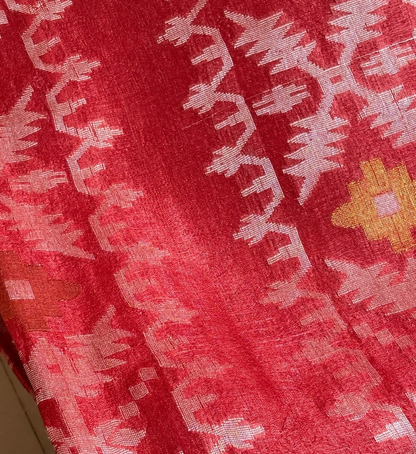 Artisan Handwoven pure Tussar Silk Jamdani Saree - Rupacj Designs - Luxury Sustainable Indian womenswear | Artisan made | Slow Fashion- Occasion wear| Handcrafted In India