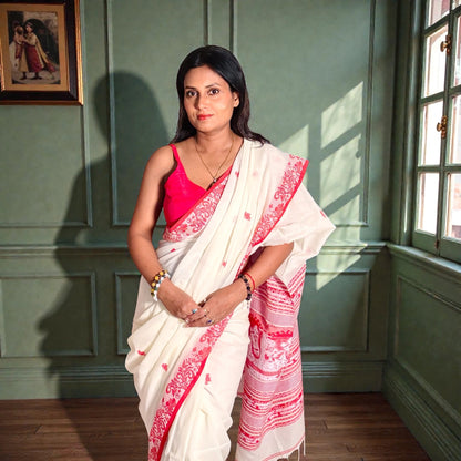 pure cotton handloom Baluchari saree - Rupacj Designs - Luxury Sustainable Indian womenswear | Artisan made | Slow Fashion- Occasion wear| Handcrafted In India