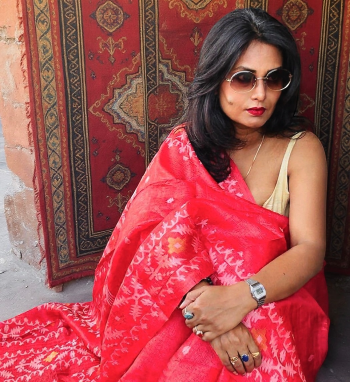 Handloom pure Tussar Silk Jamdani Saree