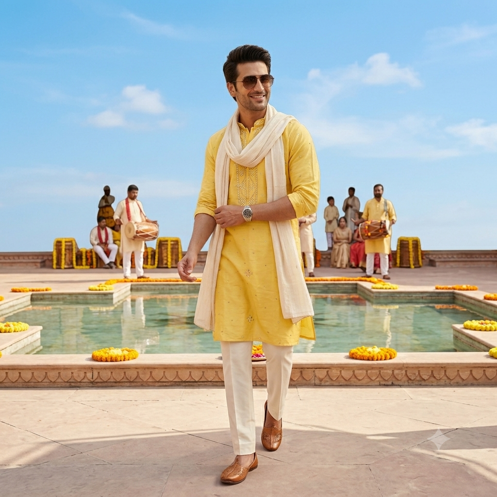 Haldi Nawabi kurta set