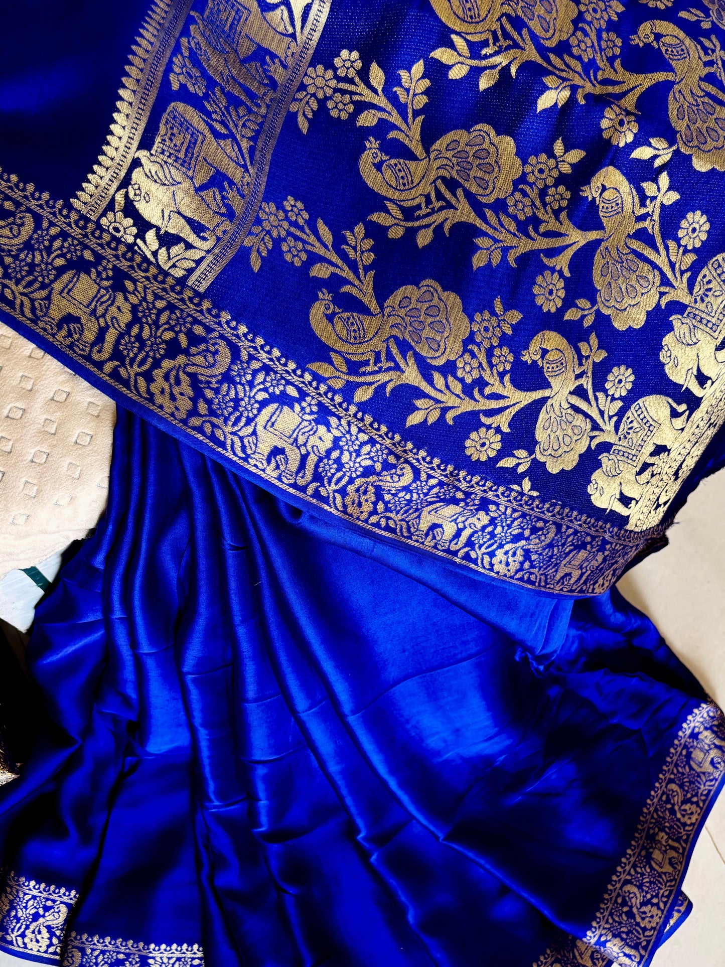 Royal blue Pure Modal silk Banarasi Saree - Rupacj Designs - Luxury Sustainable Indian womenswear | Artisan made | Slow Fashion- Occasion wear| Handcrafted In India