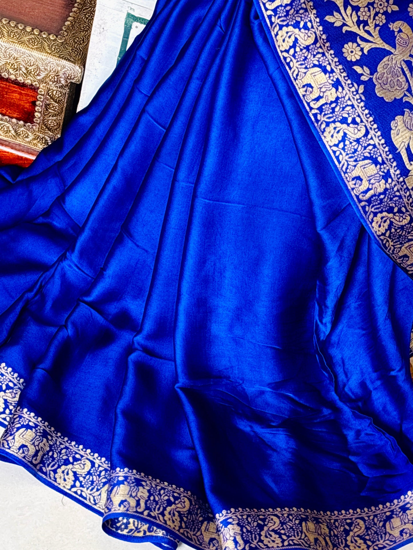Royal blue Pure Modal silk Banarasi Saree - Rupacj Designs - Luxury Sustainable Indian womenswear | Artisan made | Slow Fashion- Occasion wear| Handcrafted In India