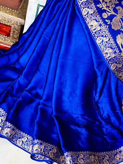 Royal blue Pure Modal silk Banarasi Saree - Rupacj Designs - Luxury Sustainable Indian womenswear | Artisan made | Slow Fashion- Occasion wear| Handcrafted In India