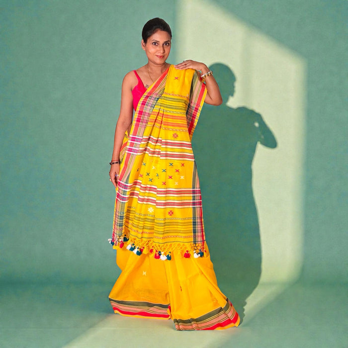 Basanti cotton Handloom Bhujodi saree
