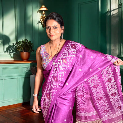 Pure Tussar silk saree - Rupacj Designs - Luxury Sustainable Indian womenswear | Artisan made | Slow Fashion- Occasion wear| Handcrafted In India