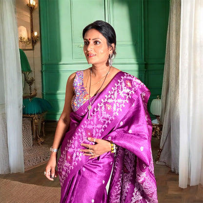 Pure Tussar silk saree - Rupacj Designs - Luxury Sustainable Indian womenswear | Artisan made | Slow Fashion- Occasion wear| Handcrafted In India