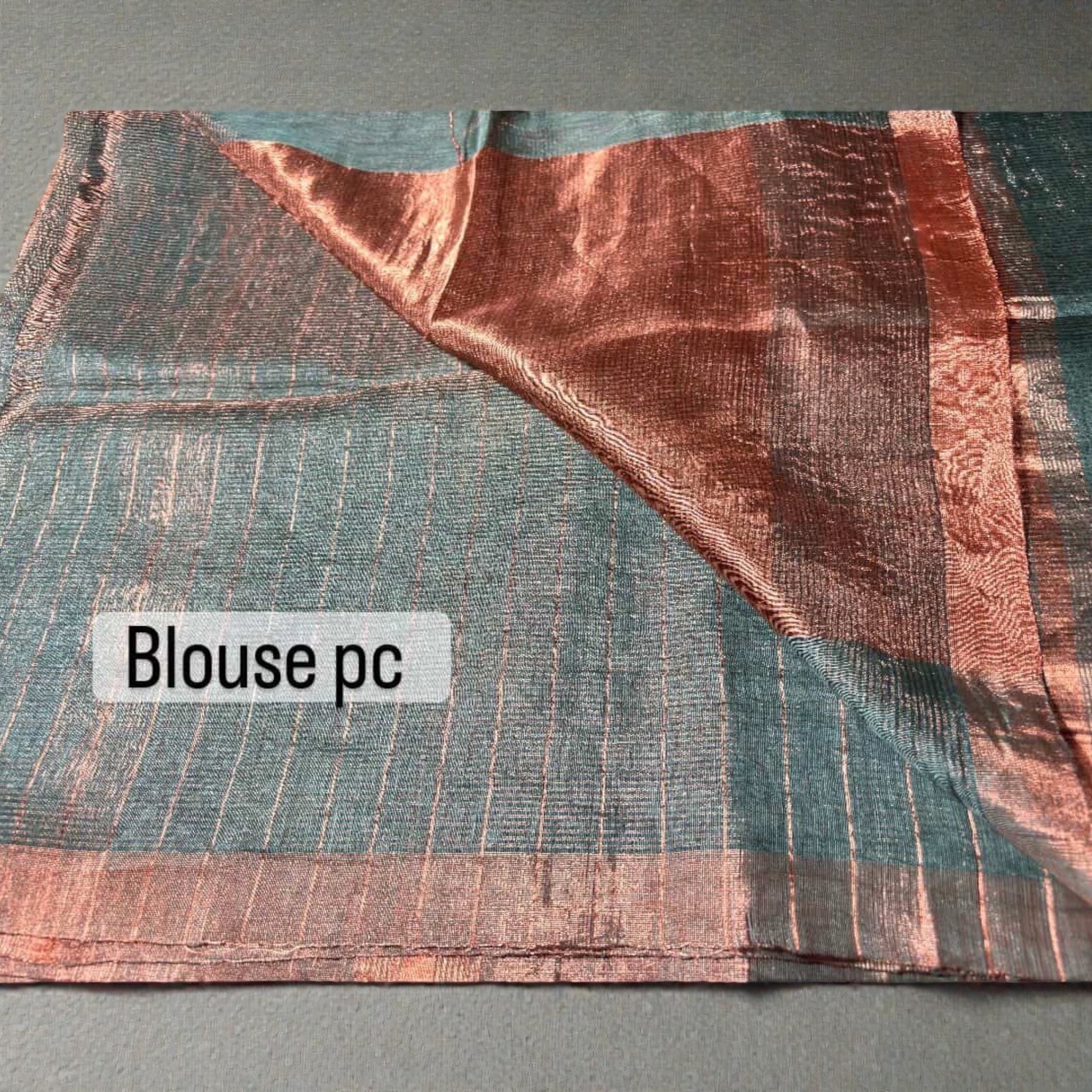 Teal green gold Handloom Muslin silk Saree - Rupacj Designs - Luxury Sustainable Indian womenswear | Artisan made | Slow Fashion- Occasion wear| Handcrafted In India