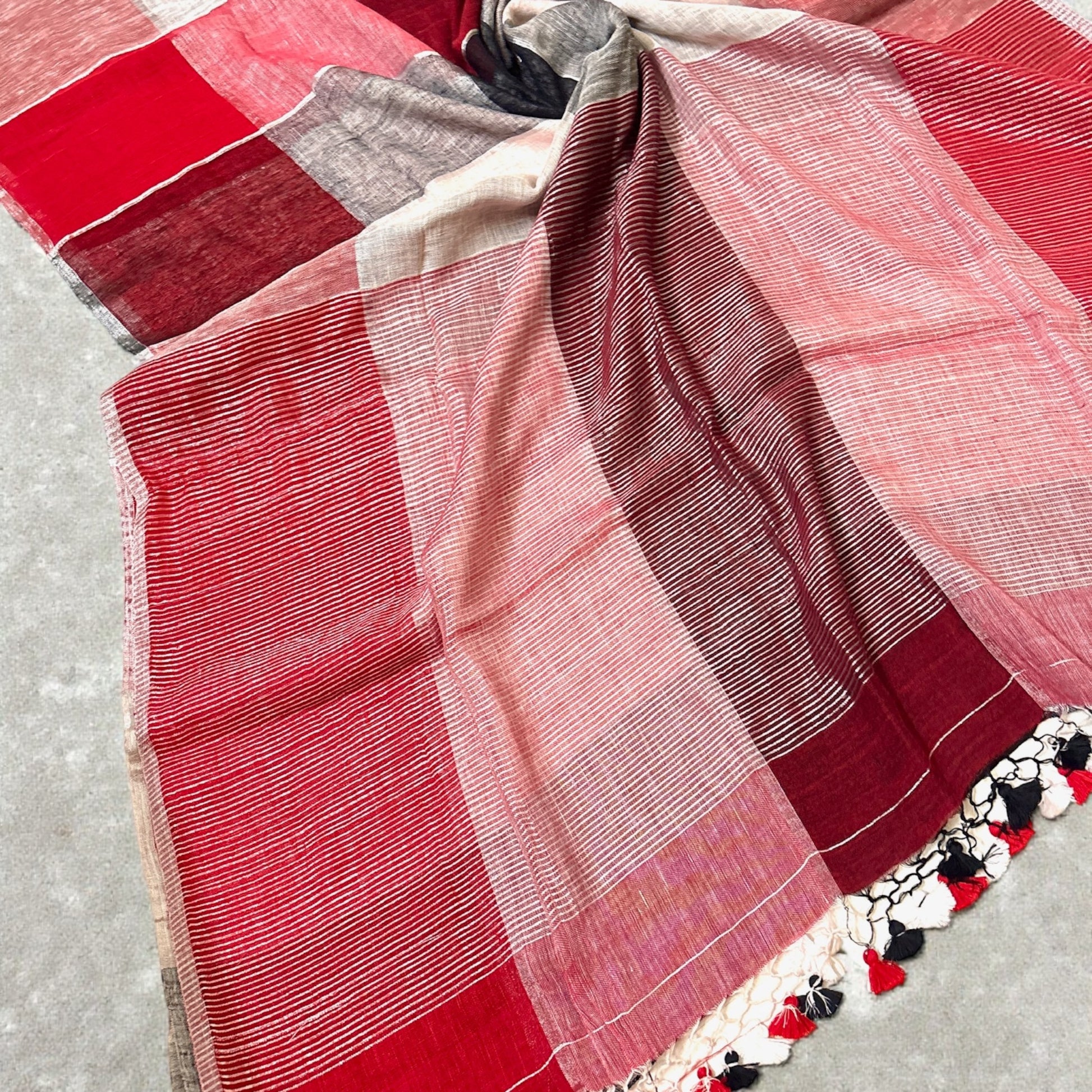 Pure linen Handloom Multicolour check saree - Rupacj Designs - Luxury Sustainable Indian womenswear | Artisan made | Slow Fashion- Occasion wear| Handcrafted In India