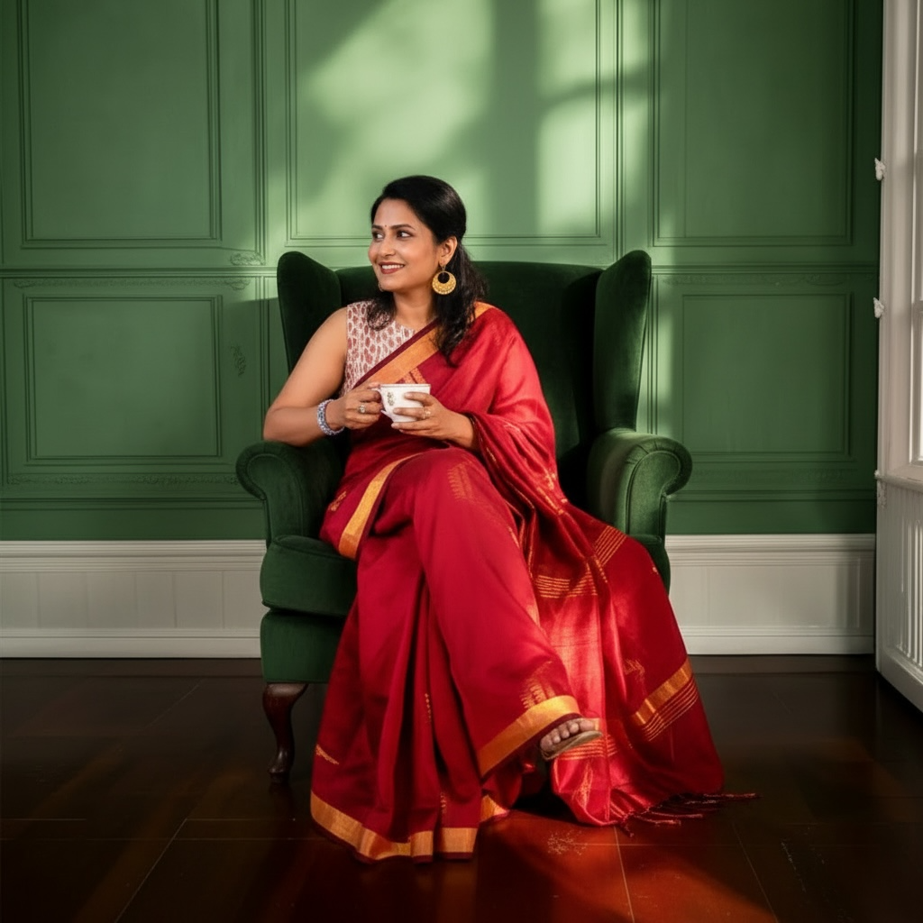 Pure Linen Hamdani handloom Saree with zari
