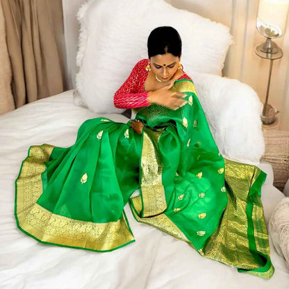 Pure Kora Organza silk Handloom Banarasi saree