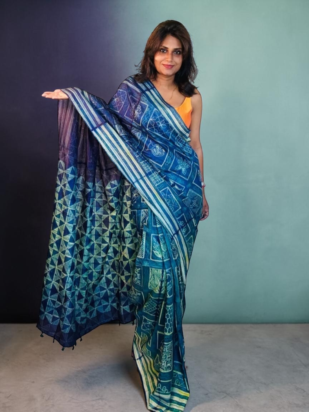 Raatrani Pure Mulberry silk Nui Shibori Saree - Rupacj Designs - Luxury Sustainable Indian womenswear | Artisan made | Slow Fashion- Occasion wear| Handcrafted In India