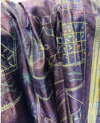 Raatrani Pure Mulberry silk Nui Shibori Saree - Rupacj Designs - Luxury Sustainable Indian womenswear | Artisan made | Slow Fashion- Occasion wear| Handcrafted In India