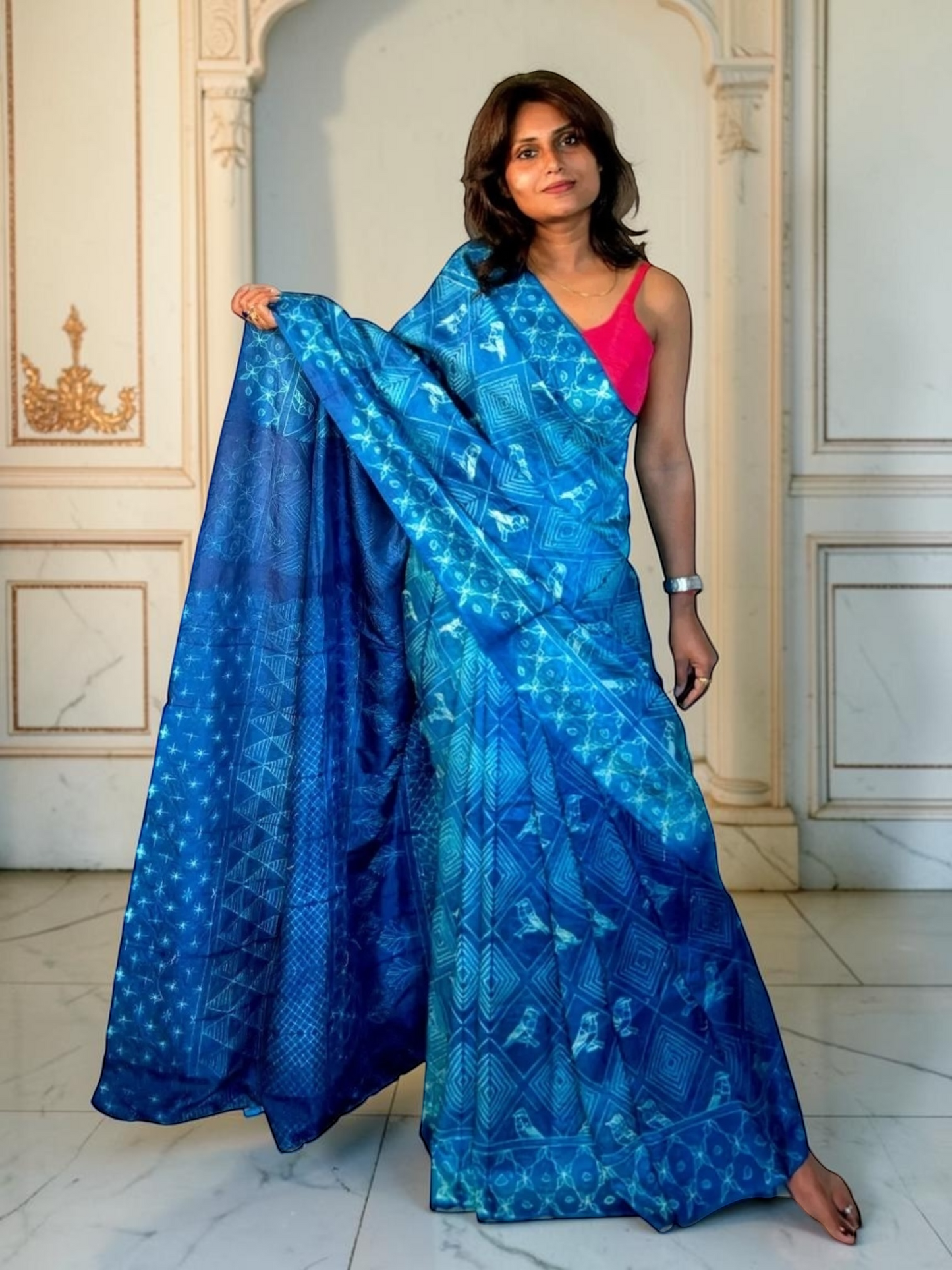 Artisan Handcrafted Nui Shibori Silk Saree - Rupacj Designs - Luxury Sustainable Indian womenswear | Artisan made | Slow Fashion- Occasion wear| Handcrafted In India