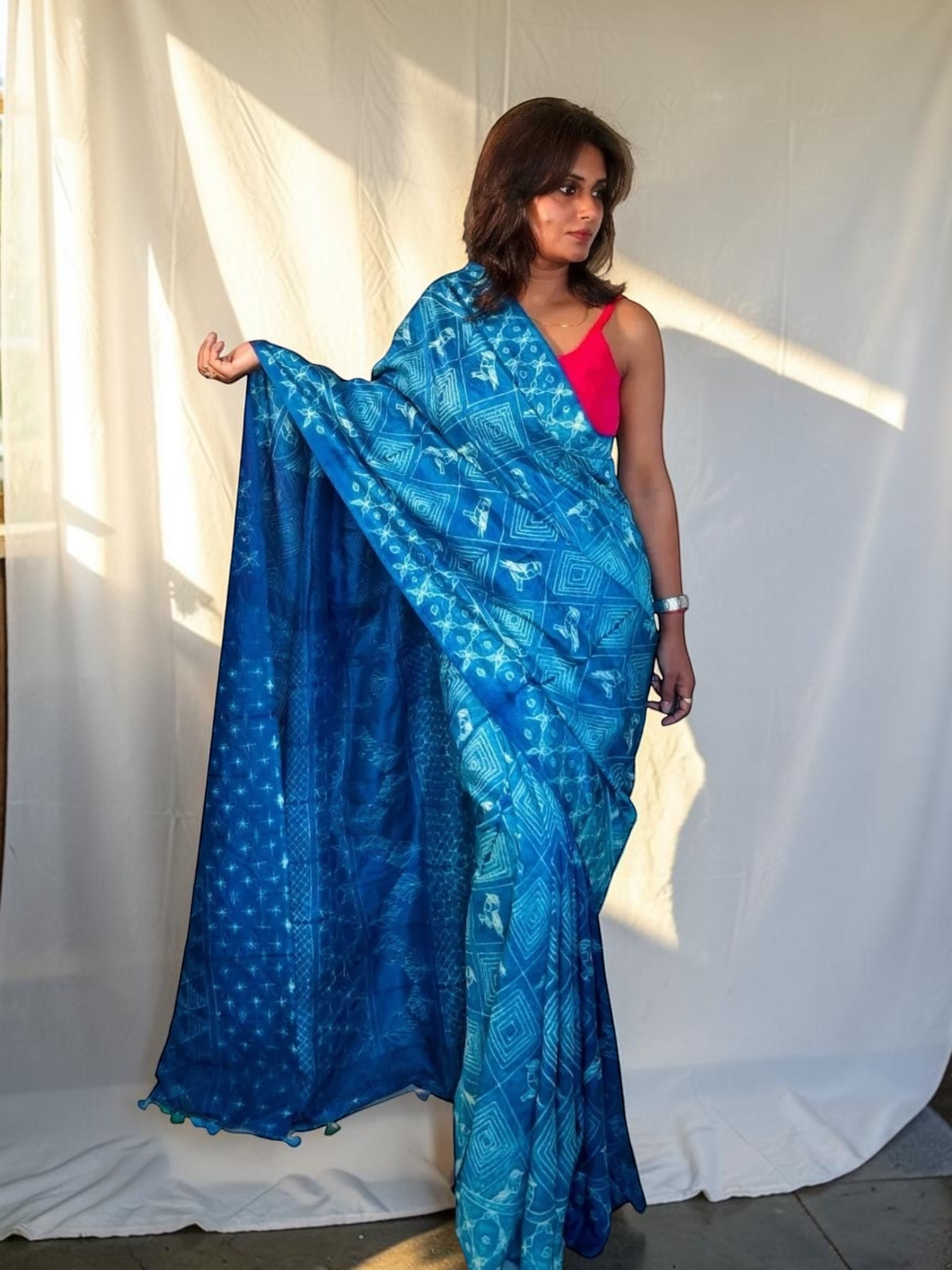 Artisan Handcrafted Nui Shibori Silk Saree - Rupacj Designs - Luxury Sustainable Indian womenswear | Artisan made | Slow Fashion- Occasion wear| Handcrafted In India